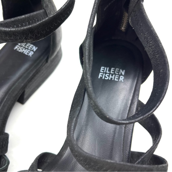 Eileen Fisher Eva Black Leather Strappy Sandals size 8.5 - Picture 5 of 8